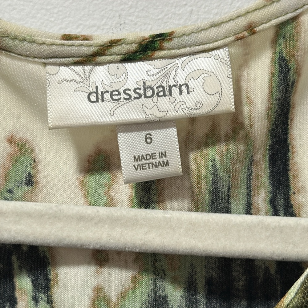 Womens Tie Dye Sleeveless Shift Dress Embellished Neckline Olive Green Size 6 - Picture 5 of 7
